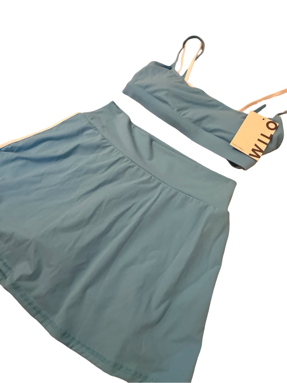 Wilo The Label Double Layer Sports Bra & Skort Set Azure Blue M NWT - Picture 5 of 11